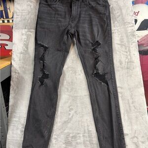 Hollister Black Distressed Super Skinny Jeans for Men